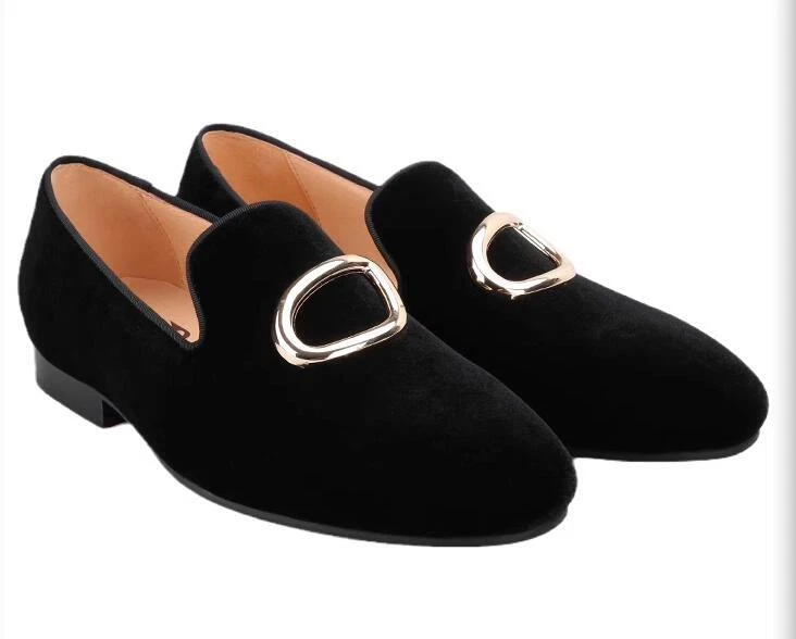 Мужская мода британский круглый носок металлический декор поскользнуться на мокасины вечеринки бархатные туфли - Изображение 2 из 4