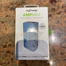 MYCHARGE AMPMINI PORTABLE CHARGER (Blue ) BUILT IN RECHARGABLE CABLE
