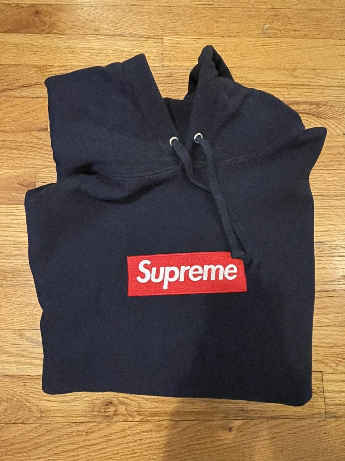 Felpa con cappuccio Supreme Box Logo 2016 FW16 Navy Vintage Bogo Hoodie rara