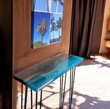 Consolle 30"x12" resina epossidica onda oceano piano bar tavolo da pranzo arredo de