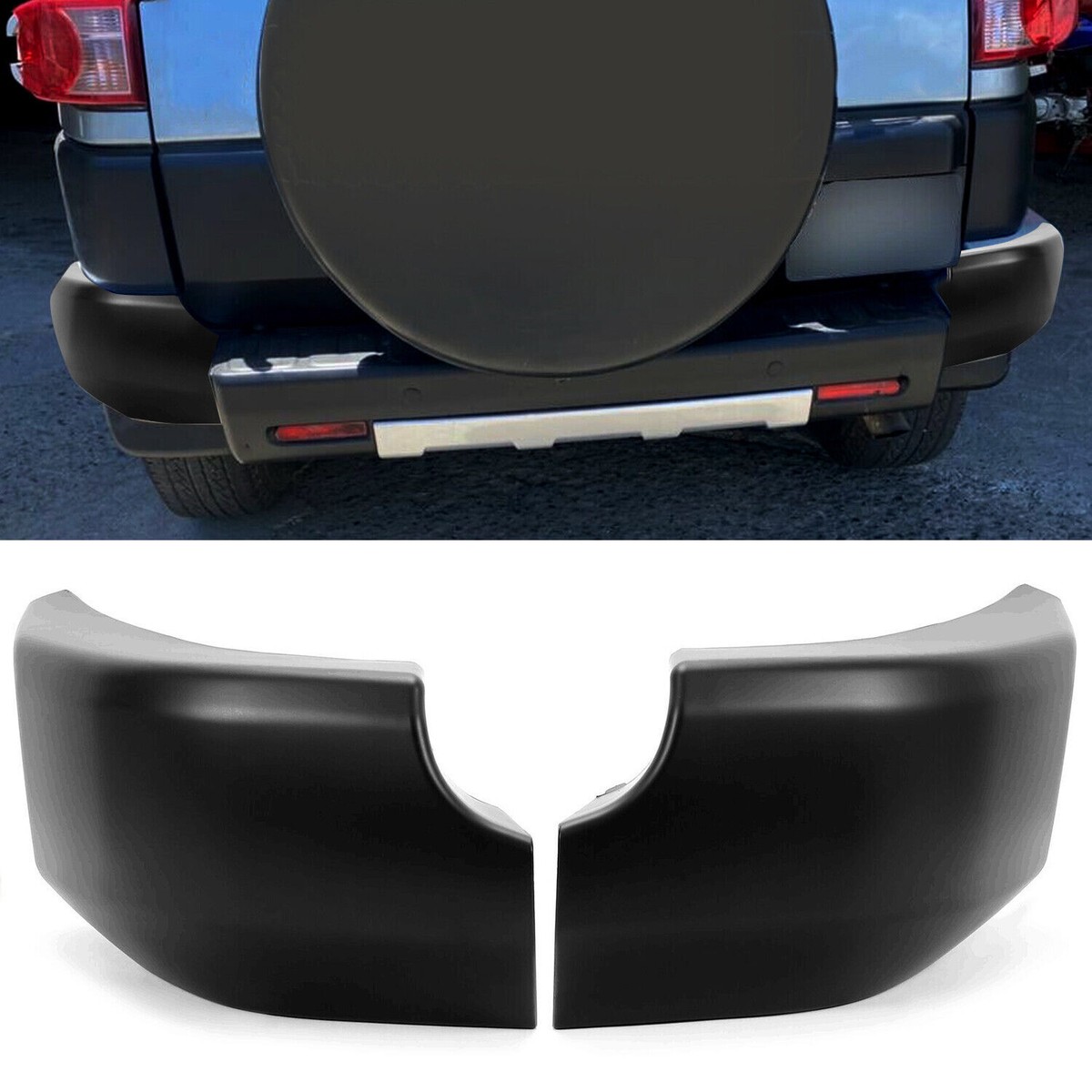 Rear Bumper End Set For Toyota FJ Cruiser 2007-14 – Left & Right Painted Silver – Pair