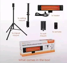 Heat Storm Indoor/Out Space Heater 1500W TRI Portable Tripod Wall Ceiling Mount