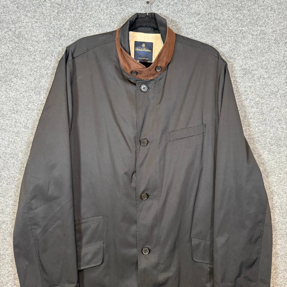 Куртка мужская Brooks Brothers размер XL черная льняная с подкладкой пуговицы для рукоделия сарая на молнии - Изображение 4 из 4