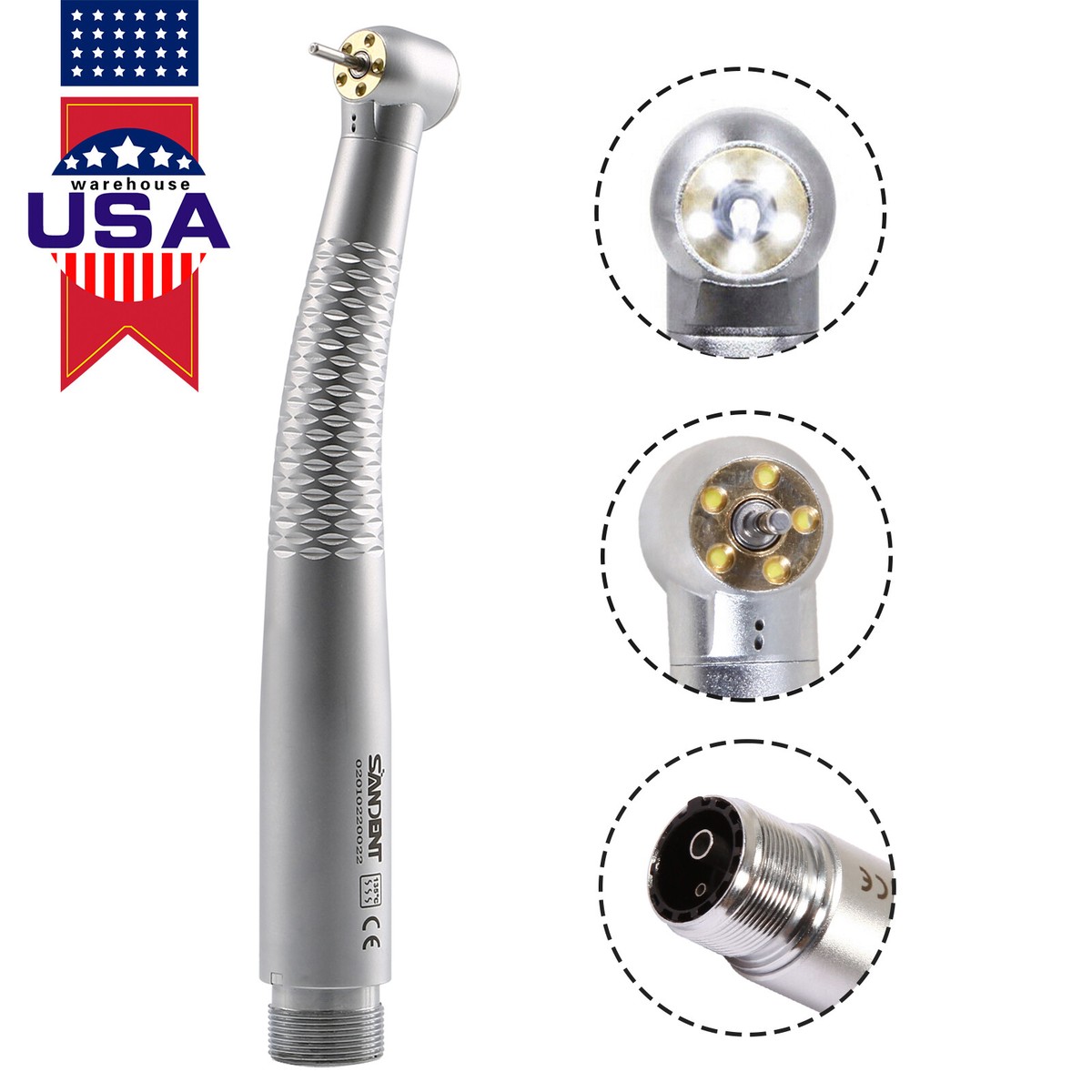 Dental High Speed LED E-generator Handpiece 45°/5 Lights