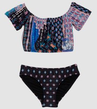 50 Seafolly Girls Black Pop Palace Blouson Tankini Set Swimwear AUS 10/US 6