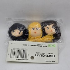 3 VINTAGE FIBRE CRAFT 1.5" DOLL HEADS Yarn Hair Doll Heads