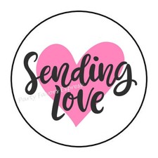 30 SENDING LOVE ENVELOPE SEALS LABELS STICKERS PARTY FAVORS 1.5" ROUND