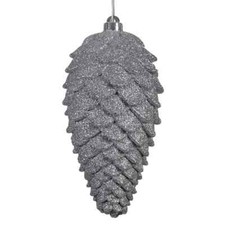 Silver Glittered Holiday Pinecone Ornament
