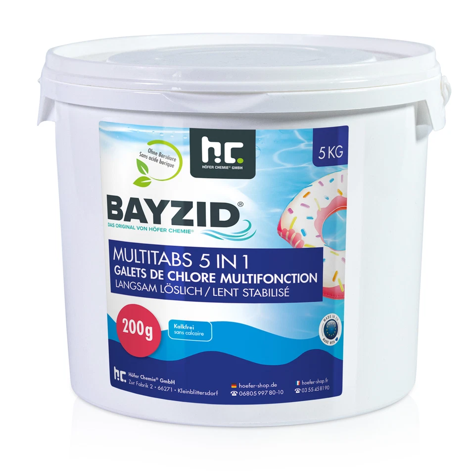 5in1 Multitabs Chlor 2x5kg von BAYZID Chlortabletten 200g Langsamlöslich - Bild 3 von 4