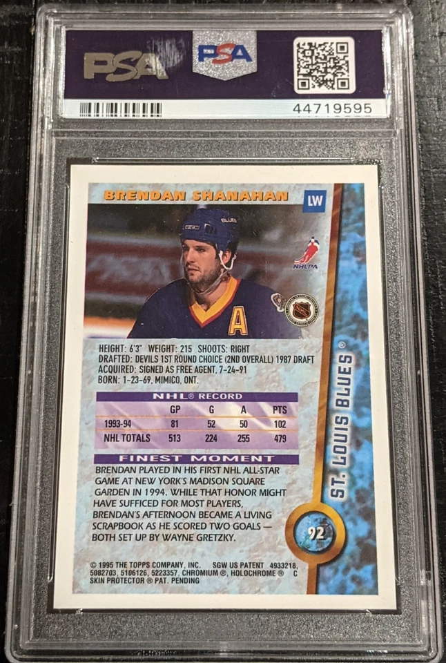 1994 Topps Finest Brendan Shanahan REFRACTOR w/Coating PSA 8 NM-MT #92 Flyers - Image 3 of 4