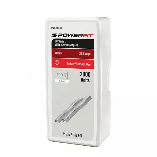 PowerFit 12mm 80 Series Wide Crown Galvanised Staple - 2000 Pack - Picture 1 of 1
