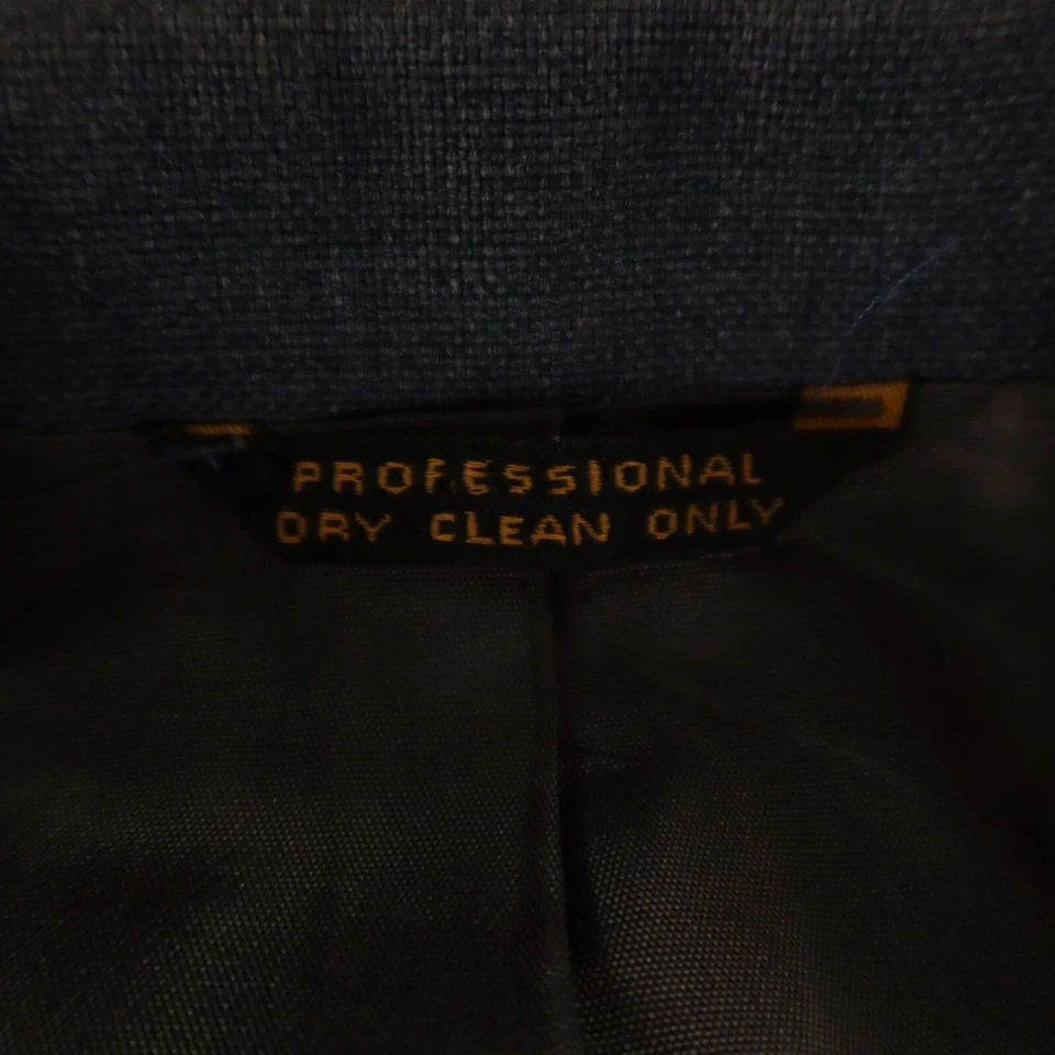 VTG Hopsack Jacket M Blue Polyester Wool Sport Coat Blazer Patch Pockets 42R - Image 3 of 4