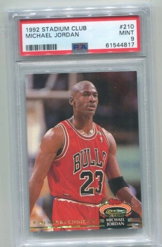 1992 Stadium Club - MICHAEL JORDAN - Card  #210 - CHICAGO BULLS   PSA 9 Mint