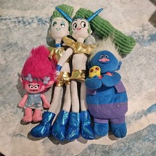 DreamWorks Trolls Peluche Paquete Amapola Biggie Satén y Chenilla Lote de 4