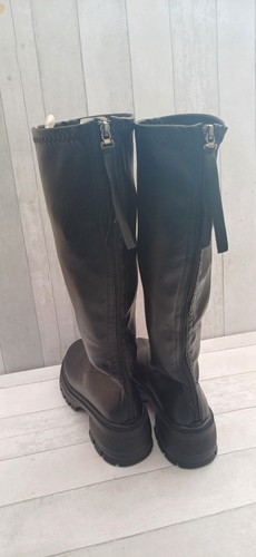 LADIES WOMENS CHUNKY BLOCK HEEL PLATFORM KNEE HIGH ZIP UP BOOTS SIZE 6 - Picture 6 of 16