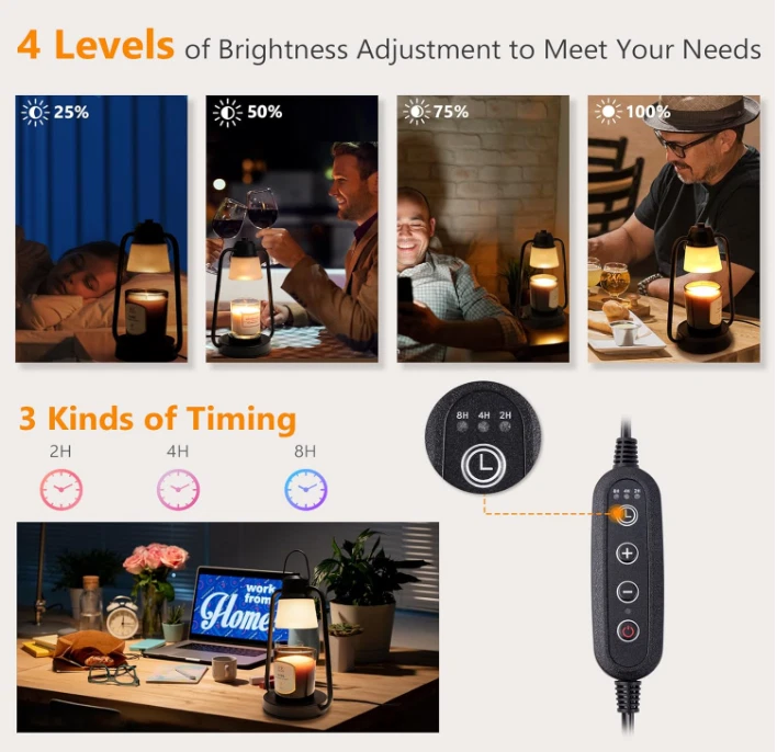 Lámpara calculadora de velas con temporizador y regulador, diseño vintage negro Foto 2 de 4