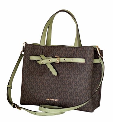 MICHAEL KORS Emilia サッチェル カーキ Michael Kors Emilia Large Satchel Shoulder Crossbody Bag MK Brown