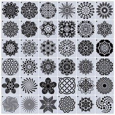 Mandala Stencil Templates 36 Pack 5.1x5.1 inch for Dot Painting Rock
