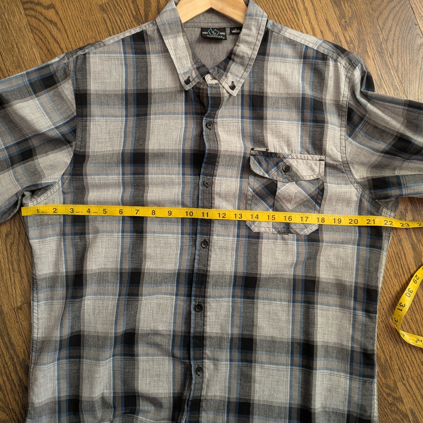 Burnside Button Down Shirt Large Plaid Chest Pock… - image 6