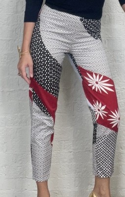 Max Mara Cropped Ankle Pants Floral&Geometrick SZ36 US4 100% Cotton Italy