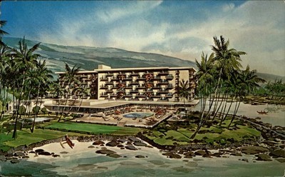 Keauhou Beach Hotel Keauhou Hawaii vintage postcard Artist rendering k423