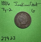 1886 Indian Head Cent / Penny 1c Good Type 2 T2