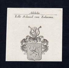 1820 Schmid Zabieron Marteau En Bois Blason Armoiries Gravure En Cuivre