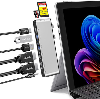 Surface Pro 9/10/11 Docking Station - 8-In-1 Triple Display Surface Pro 9/10/11