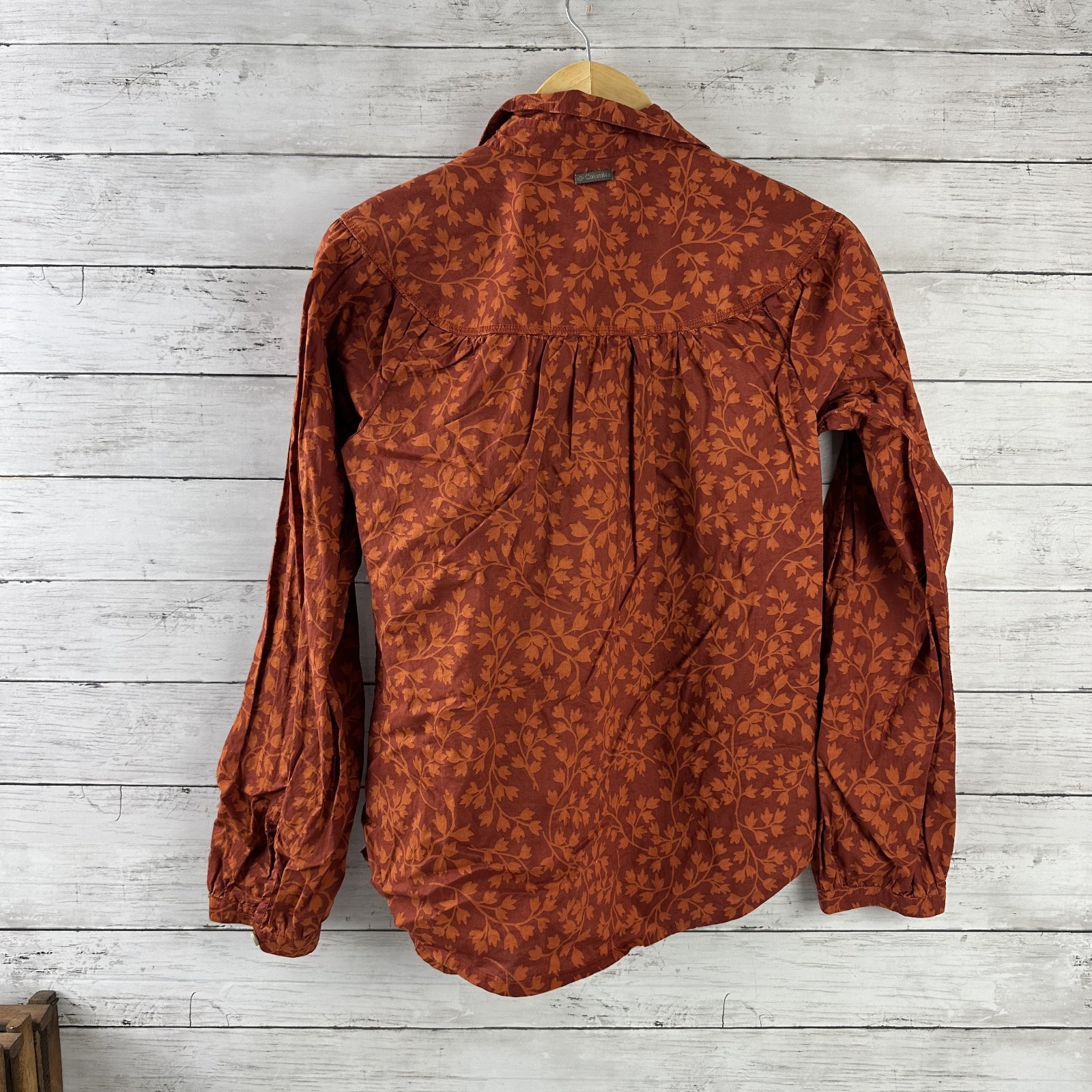 Columbia Shirt Womens Medium Long Sleeve Button Up outdoor Orange thumbnail 6