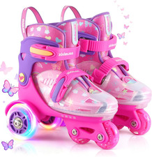 Kids Roller Skates for Beginners - Tri-Wheel Toddler Skates with Light-Up Wheels