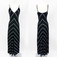 Loft Maxi Dress S Black White Chevron Striped Sleeveless Minimalist Coastal