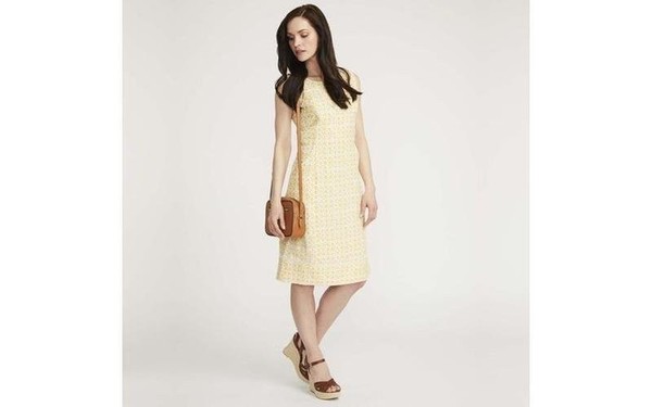 Women Laura Ashley Dress Yellow Linen 40 / L / 48