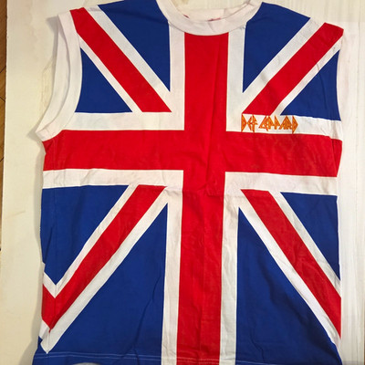 Def Leppard Union Jack Sleeveless Tank Top Shirt Red White Blue