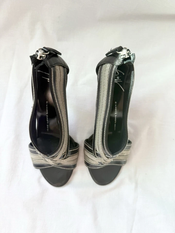 Giuseppe ZANOTTI Tacones Sandalias Zapatos Tacones Zapatos Zapatos Zapatos Talla 36.5 6.5 Y2K Cordón Cremallera Foto 2 de 4
