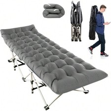 Folding Camping Cot with Mattress & Carry Bag, Heavy Duty Portable Bed 440lbs