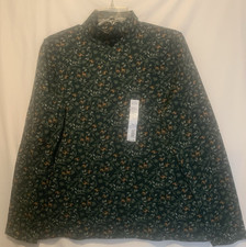 Croft Barrow XL Green Deer Print Knit Top, mock neck, long sleeves - NWT