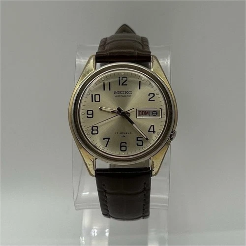 Vintage Seiko Automatic 7009-8129 17 Jewels Champagne Dial Day/Date Gold 36mm