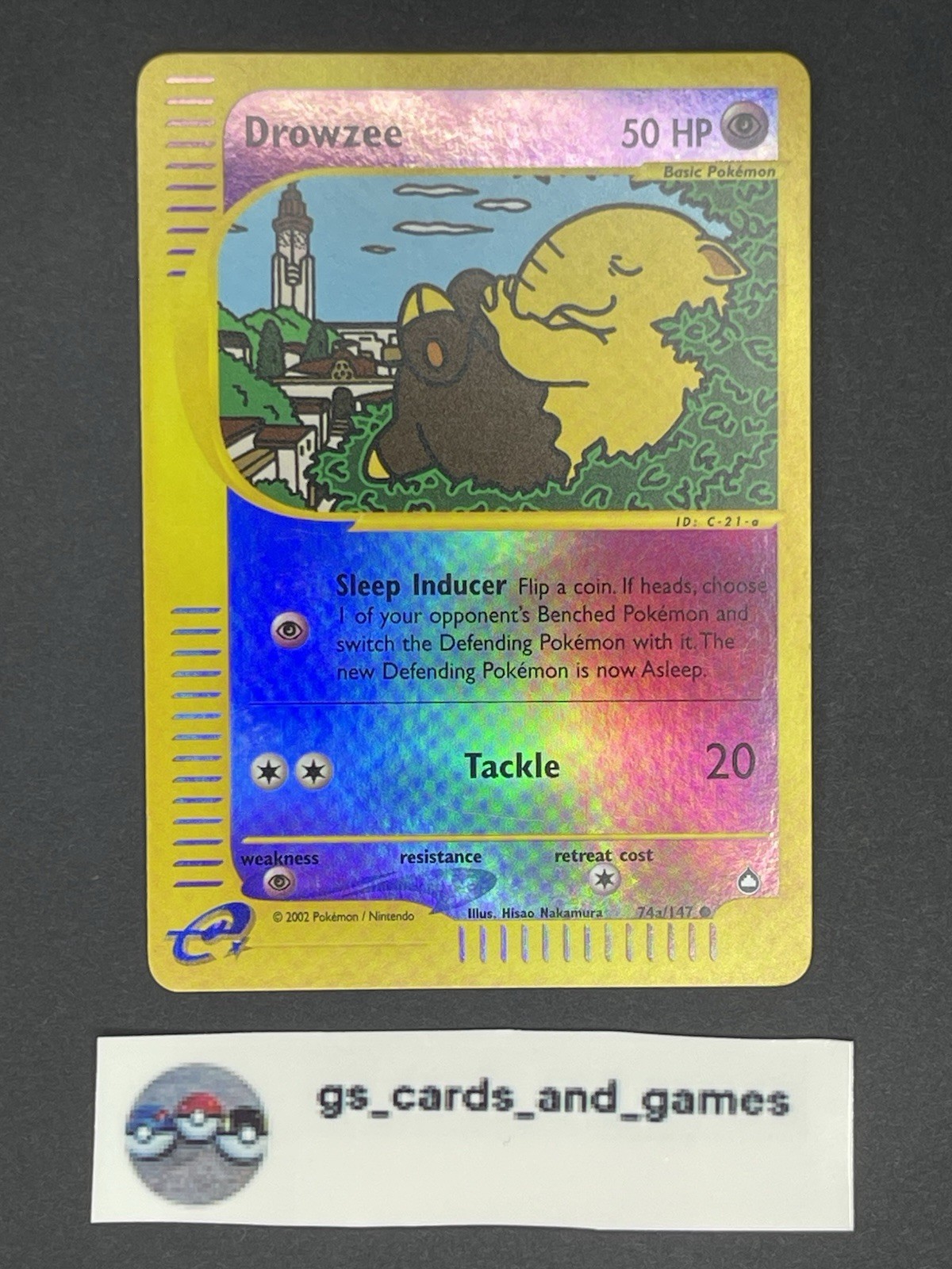 Drowzee 74a/147 Reverse Holo Common - 2003 Aquapolis - WoTC Pokemon TCG - LP