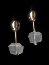 New 14K Fine Solid Yellow Gold 4mm Round Bead Ball Stud Earrings EX