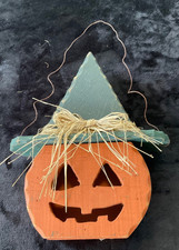 Rustic Wooden Pumpkin 20 Orange Fall Harvest Farmhouse Rustic Decor Wire Hanger