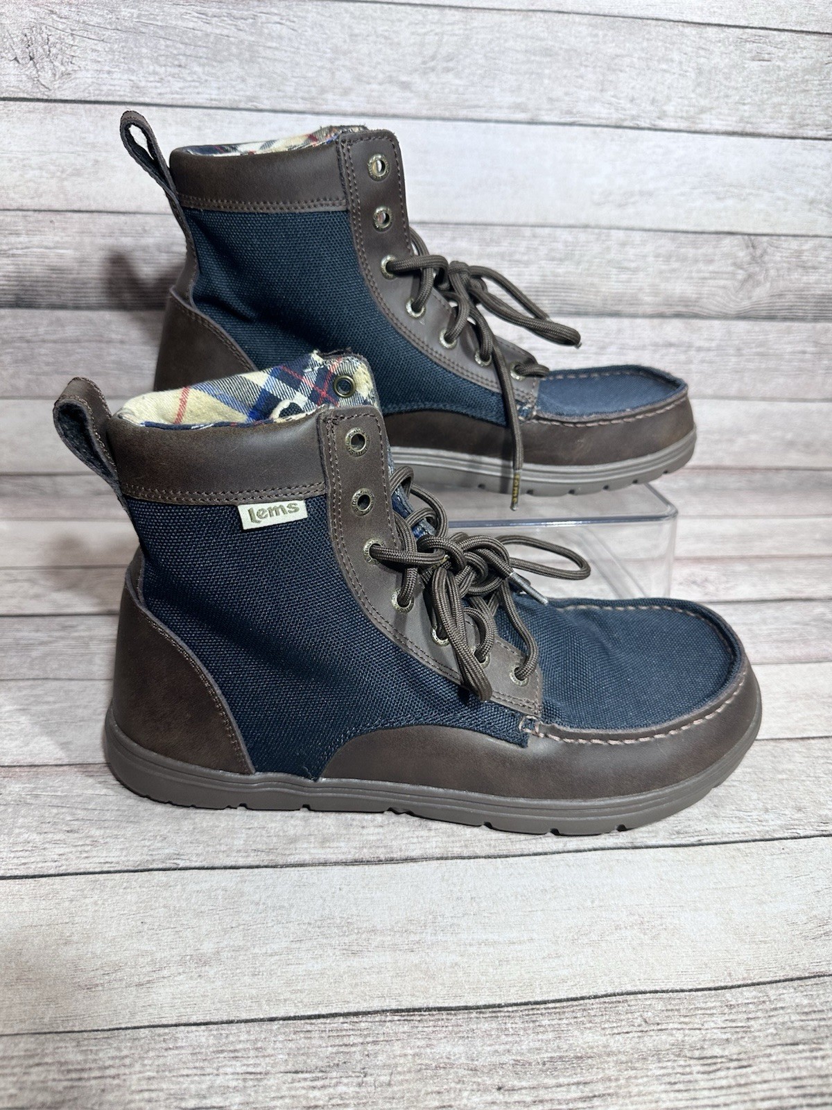 Bota Lems Vegana Descalza Boulder Azul Marino Robusto Minimalista Senderismo Nylon Talla 43