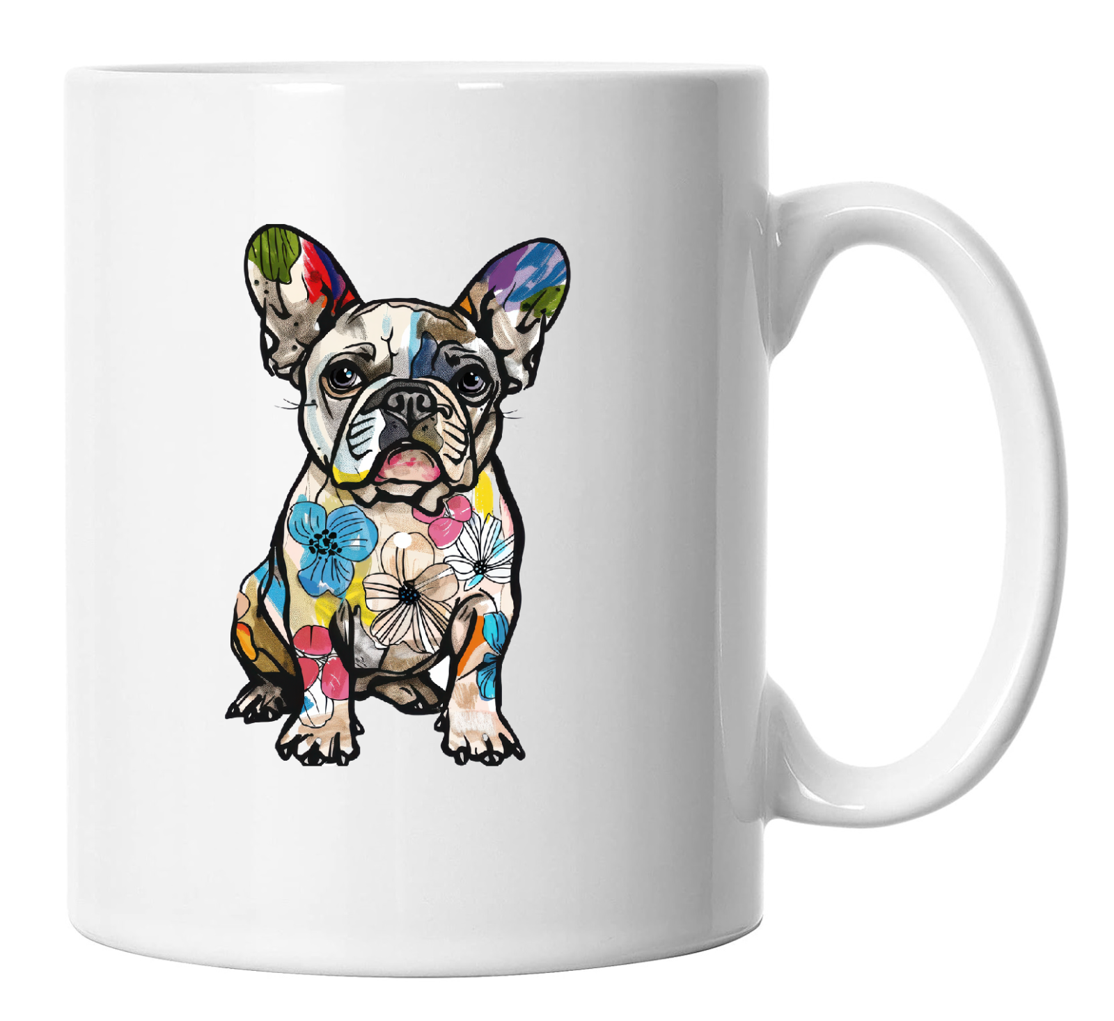 French Bulldog Mug, Doodle Cartoon Caricature French Bulldog Mug
