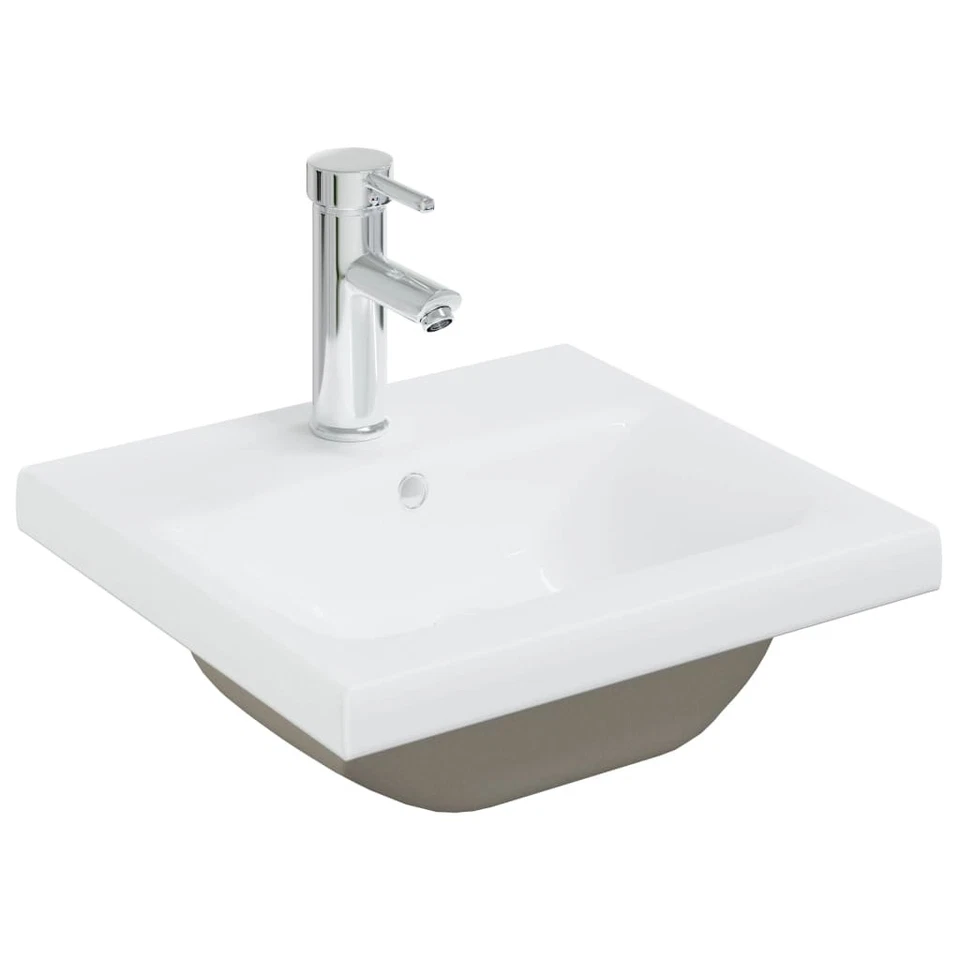 Lavabo empotrado de cerámica blanca con grifo 42x39x18 cm para decoración de baño Foto 2 de 4