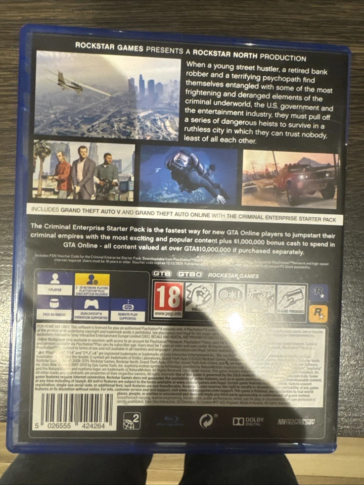 Grand Theft Auto V  (Sony PlayStation 4, 2019) With Map, photo 3 of 3
