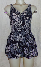 Vtg LE COVE One Piece Swimsuit w Skirt Floral Hawaiian Print sz 10