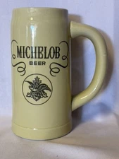 Michelob Black A&Eagle Label Green Glaze Stein Ceramarte Brazil 6 3/8" Vintage