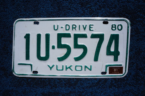 1980 1981 YUKON Canada U - DRIVE License Plate