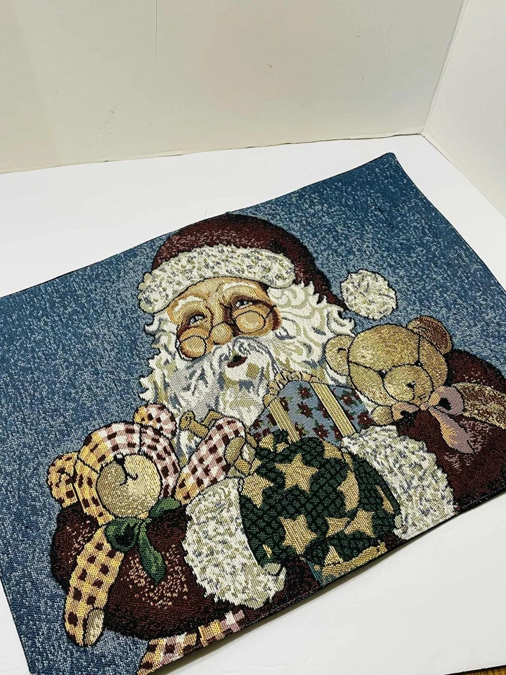 复古挂毯圣诞老人桌椅 4 件套圣诞假期旧世界 — 第 3/4 张图片