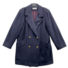 Vintage Forecaster Wool Blend Coat Womens 7/8 Blue Gold Double Breasted Academia