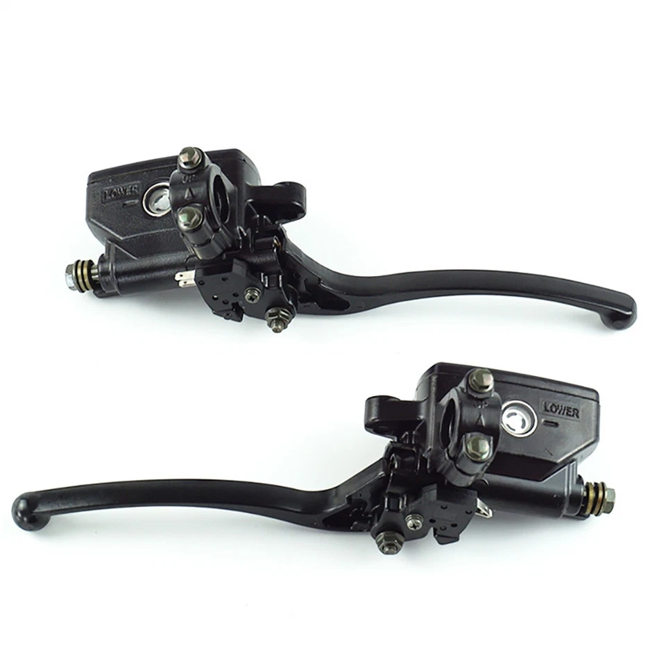 7/8" Motorcycle Handlebar Hydraulic Brake Clutch Master Cylinder Lever (Black) - Image 2 of 4